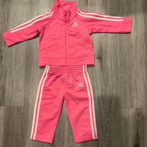 Adidas Bright Pink Infant Track Jacket & Pants Set